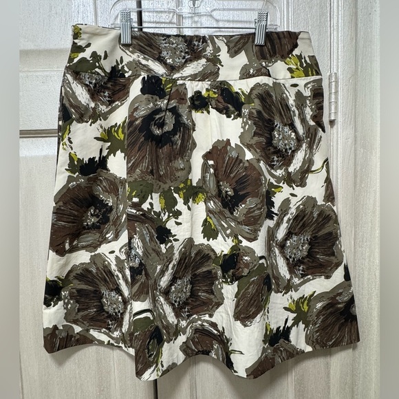 J.Crew Size 6 Floral Cotton A-Line Lined Pleated Skirt Pockets - Picture 2 of 12